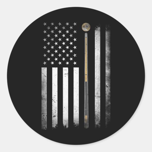 ビリヤード・プール選手テーブルUSAアメリカ国旗 ラウンドシール (正面)