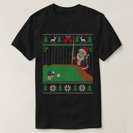 ビリヤード・プール醜いクリスマスセータースタイル Tシャツ (デザイン正面)