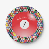 ビリヤード·プール·ボー無地のルズ·ナンバー7 ペーパープレート (正面)