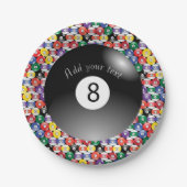 ビリヤード·プール·ボー無地のルズ·ナンバー8 ペーパープレート (正面)