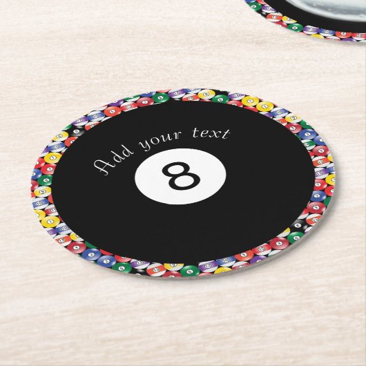 ビリヤード·プール·ボー無地のルズ·ナンバー8 ラウンドペーパーコースター (アングル)