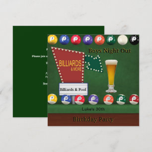 ビリヤード プール 男 誕生日 パーティー 夜 ビール 招待状