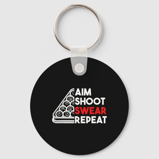 ビリヤード・プールAIM SHOOT SWEAR REPEAT キーホルダー (正面)