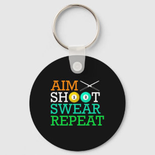 ビリヤード・プールAIM SHOOT SWEAR REPEAT キーホルダー