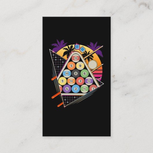 ビリヤード・ベーパーウェーブ80s 90sスヌーカー・プール・プレーヤー 名刺 (正面)