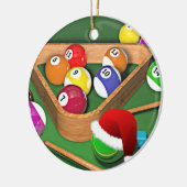 ビリヤード・ホリデーデザイン セラミックオーナメント (左)