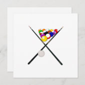 ビリヤード・ボールとプール・キュー 招待状 (正面/裏面)