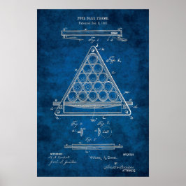 ビリヤード・ボールパテントアート#3プールルームデコール ポスター