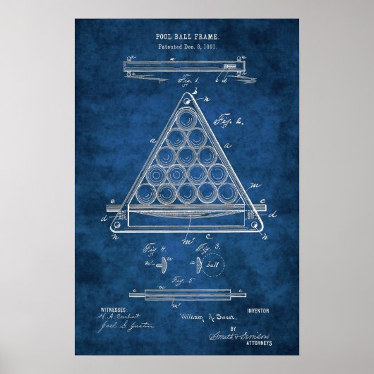 ビリヤード・ボールパテントアート#3プールルームデコール ポスター (正面)