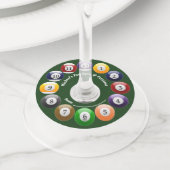 ビリヤード・ボール光沢のあるプカラフルールのスヌーカーグリーン ワイングラスタグ (クローズアップ)