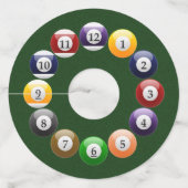 ビリヤード・ボール光沢のあるプカラフルールのスヌーカーグリーン ワイングラスタグ (裏面)