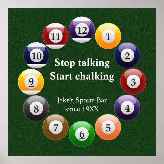 ビリヤード・ボール光沢プールカラフルスヌーカー・スポーツ ポスター (正面)