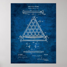 ビリヤード・ボール特許アート#3レックルームウォールアート ポスター