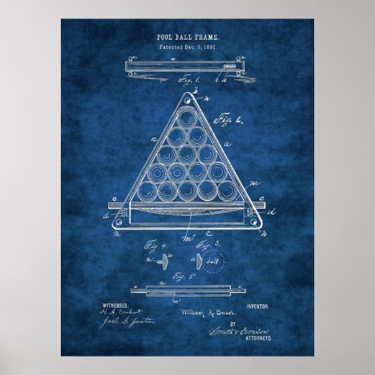 ビリヤード・ボール特許アート#3レックルームウォールアート ポスター (正面)