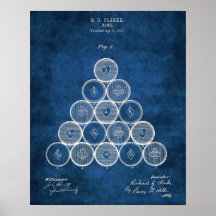 ビリヤード・ボール特許プリント1 Pool Game Room Decor