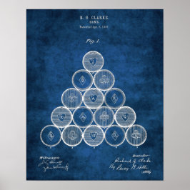 ビリヤード・ボール特許プリント1 Pool Game Room Decor ポスター
