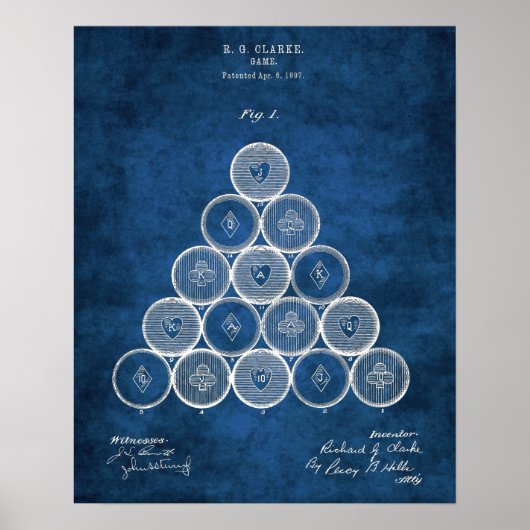 ビリヤード・ボール特許プリント1 Pool Game Room Decor ポスター (正面)