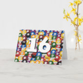 ビリヤード・ボール16誕生日 カード (黄色い花)