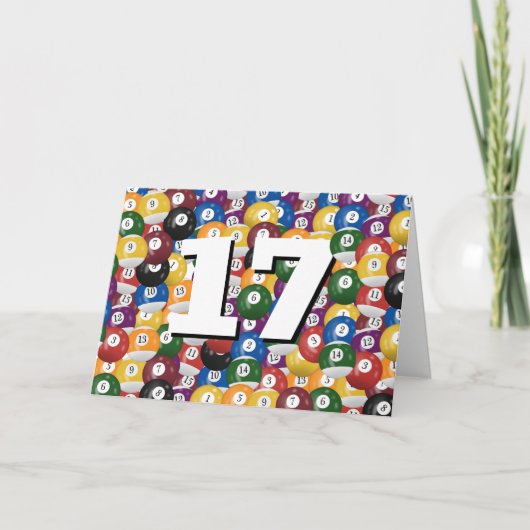 ビリヤード・ボール17誕生日 カード (正面)
