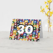 ビリヤード・ボール30歳の誕生日 カード (黄色い花)