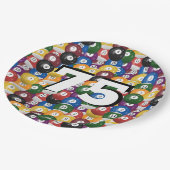 ビリヤード・ボール75歳の誕生日 ペーパープレート (アングル)