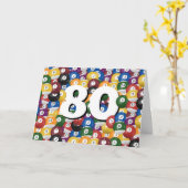 ビリヤード・ボール80誕生日 カード (黄色い花)