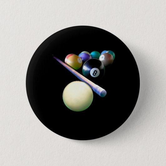 ビリヤード・ボール・キュー・スヌーカー・プール・プレイヤー 缶バッジ (正面)