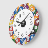 ビリヤード・ボール・コレクション ラージ壁時計 (傾斜)