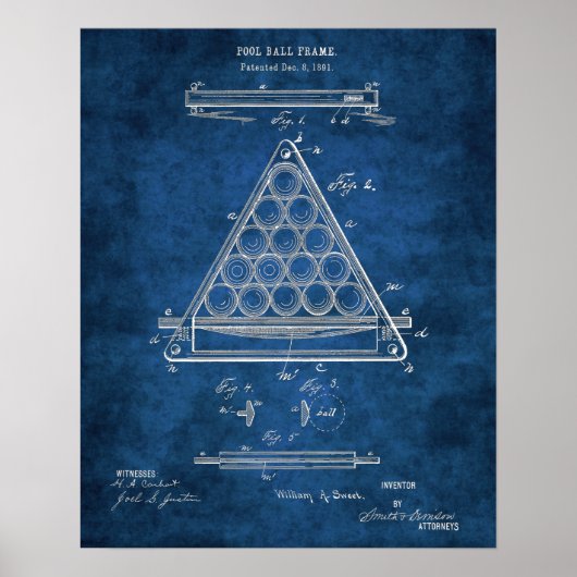 ビリヤード・ボール・フレーム特許第3プールルーム・デコール ポスター (正面)