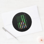 ビリヤード・ラックUSAアメリカ国旗のビリヤード・プレイヤー ラウンドシール (封筒)