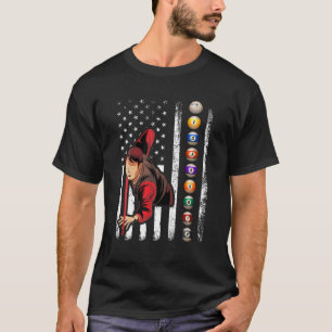 ビリヤード・ラバー・レトロ・アメリカ国旗ビリヤード4th tシャツ