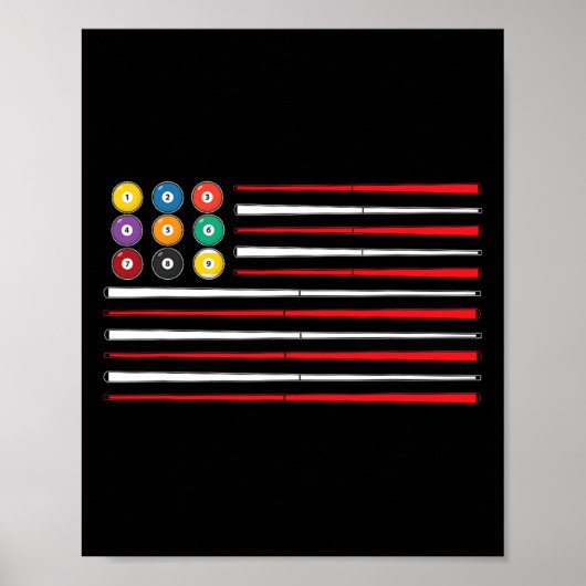 ビリヤードAmerican Flag Cue Poolビリヤード選手G ポスター (正面)