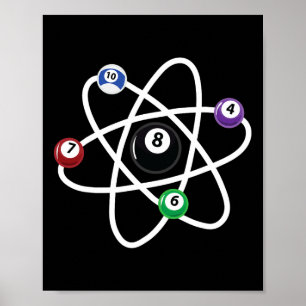ビリヤードAtom Scienceシャツ8ボールプール愛好家Bi ポスター