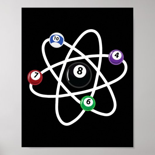 ビリヤードAtom Scienceシャツ8ボールプール愛好家Bi ポスター (正面)