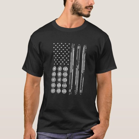 ビリヤードUSAアメリカ国旗 Tシャツ (正面)