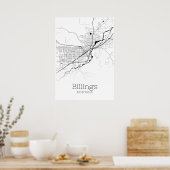 ビリングスの地図 – モンタナ州 – 市内地図ポスター ポスター (キッチン)