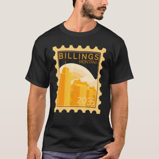 ビリングスの夕日の切手 Tシャツ (正面)