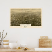 ビリングス， MTパノラママップ – 1904 ポスター (キッチン)