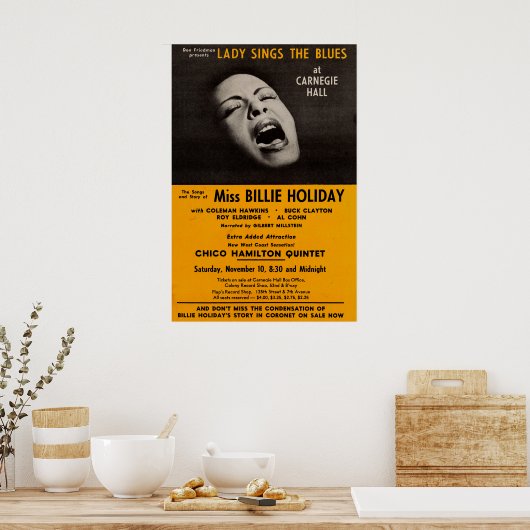 ビリーホリデーカーネギーホールコンサートジャズヴィンテージ ポスター (キッチン)
