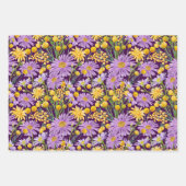 ビリーボタンとデイジーフローラ開花 ラッピングペーパーシート (正面3)