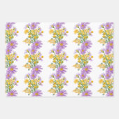 ビリーボタンとデイジーフローラ開花 ラッピングペーパーシート (正面2)