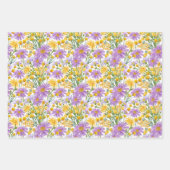 ビリーボタンとデイジーフローラ開花 ラッピングペーパーシート (正面)