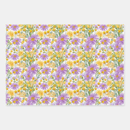ビリーボタンとデイジーフローラ開花 ラッピングペーパーシート