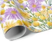 ビリーボタンとデイジーフローラ開花 ラッピングペーパー (ロールコーナー)