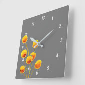 ビリーボタンイエローオーストラリア先住民花 スクエア壁時計 (傾斜)