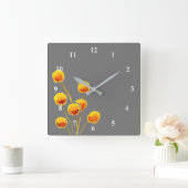 ビリーボタンイエローオーストラリア先住民花 スクエア壁時計 (ホーム)