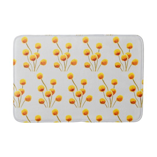 ビリーボタン黄色い花モダン バスマット (正面)