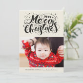 ビリーモダンメリークリスマスタイポグラフィベージュ シーズンカード (スタンド正面)