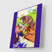 ビリーヤギ·グラフとトロール スクエア壁時計 (傾斜)