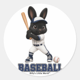ビリー・ザ・ラビット 野球 かわいい スポーツ うさぎ ラウンドシール